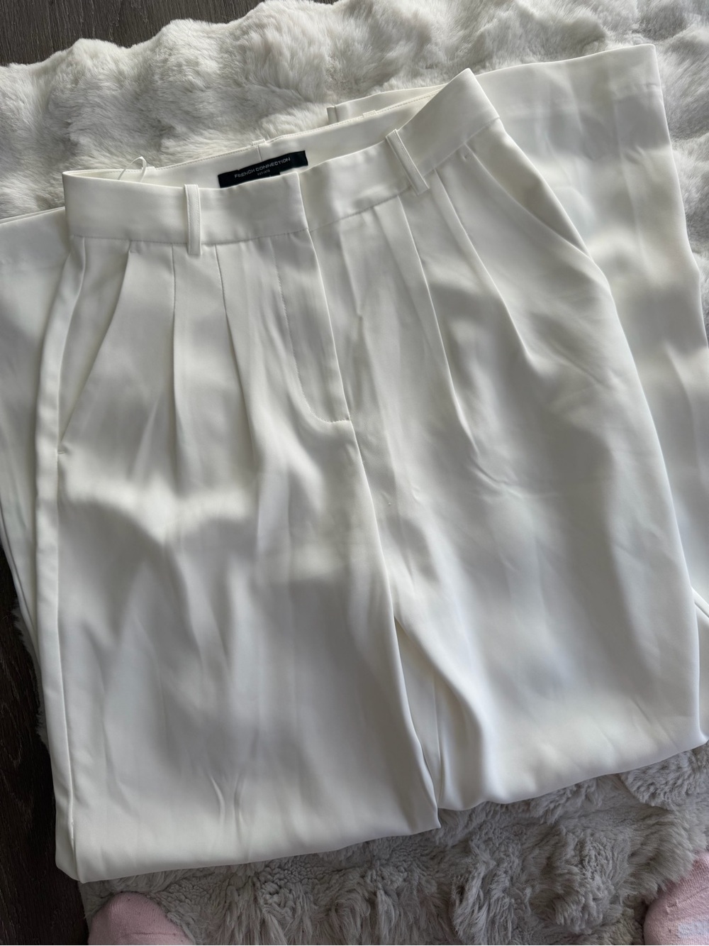 French Connection White Pleated High-Rise Women’s Shorts